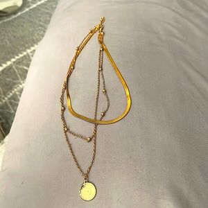Plated gold - trio chain necklace